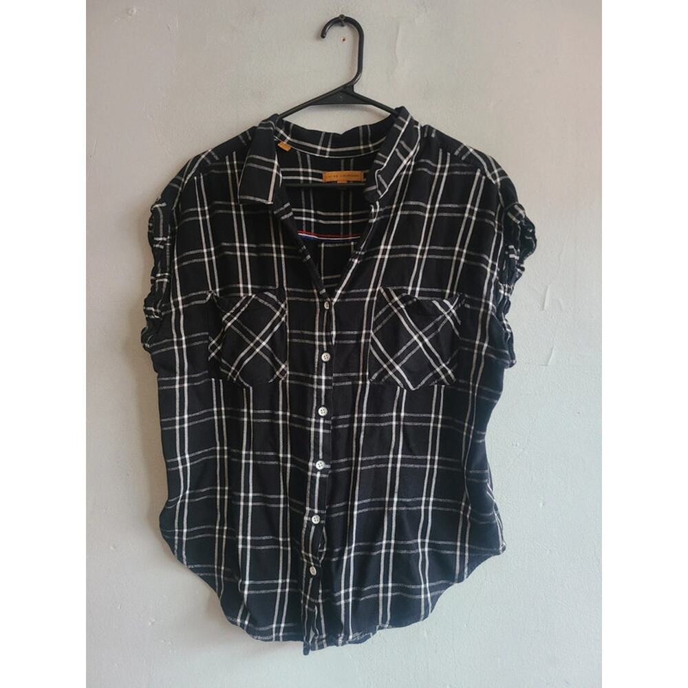 Women's XL sleeveless black plaid shirt flowy button up by Jack's Girlfriend